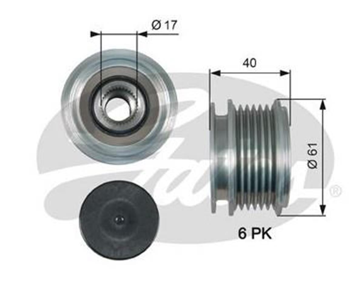 Alt.kasnağı 6kan Audi Ford Seat Vw Caddy 1.9 55472-227628 535001210 Oap7013 | Gates Oap7013