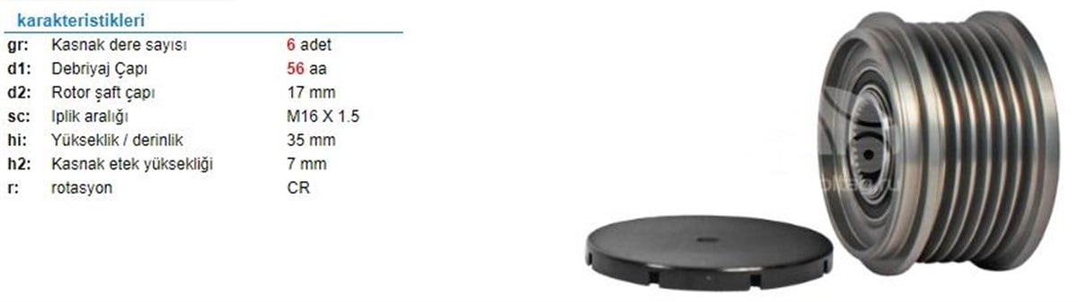 Alt.kasnağı 6kan Bmw Ducato Mult- | Ith Ksn01410