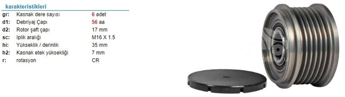 Alt.kasnağı 6kan Bmw Ducato Mult- | Ith Ksn01410