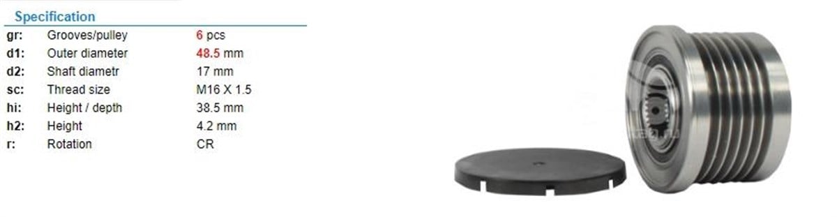 Alt.kasnağı 6kan Bmw Mits Nissan Renault Trafic Volvo 229643 | Ina 535003010