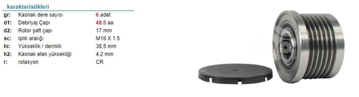 Alt.kasnağı 6kan Bmw-mits-nissan-renault Volvo 229643 | Ith Ksn03010