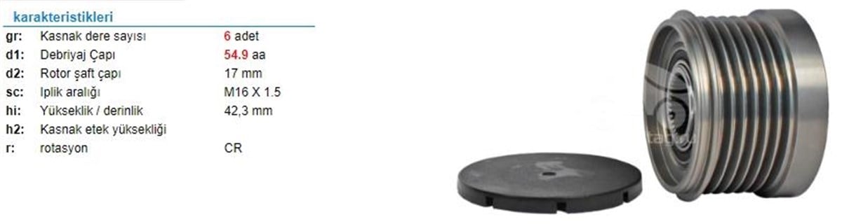 Alt.kasnağı 6kan Clio Kango Dacia Megan 550181 Wutse-94254 | Ith Ksn10510