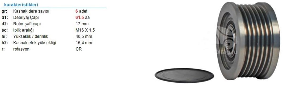 Alt.kasnağı 6kan Doblo-marea-vectra 554053 | Ith Ksn11510