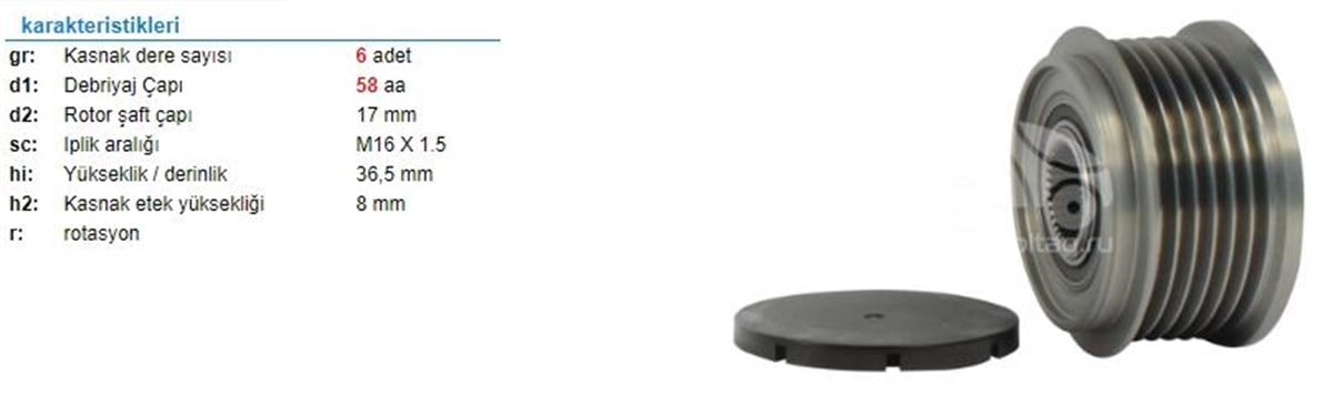 Alt.kasnağı 6kan Ducato Boxer Transit V347 554766 | Ith Ksn16010