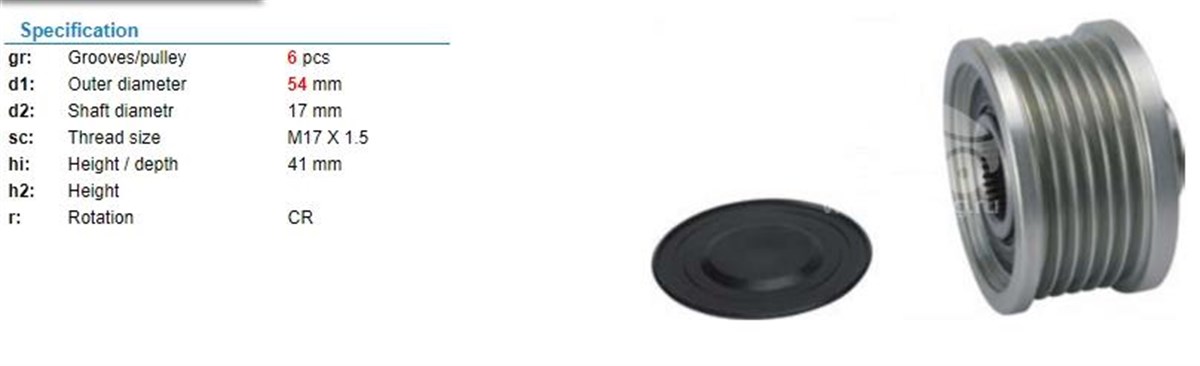 Alt.kasnağı 6kan Fiat 500l Alfa Romeo Doblo Linea Ducato F238822 (ford Arabalara Uyumlu | Ina 535011210