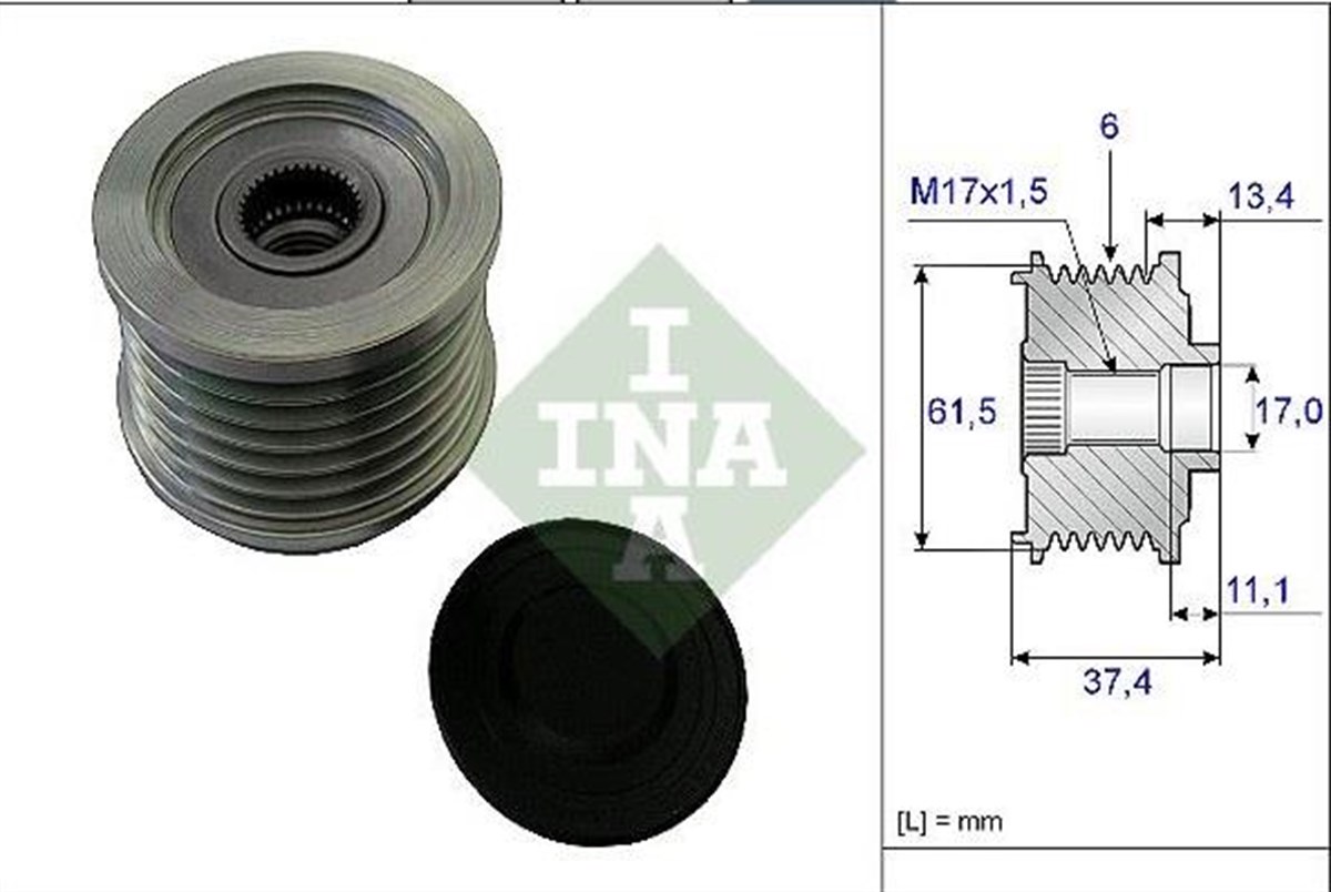Alt.kasnağı 6kan Fiat Doblo Brava Punto Alfa Romeo 1.9 Jtd F-230866.11*65*38*6-55877 | Ina 535002310