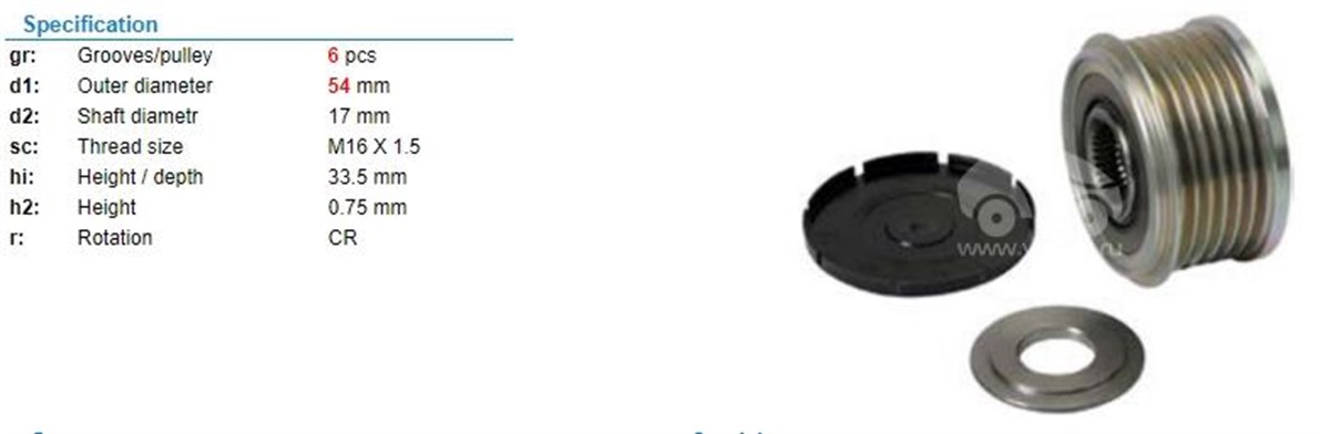 Alt.kasnağı 6kan Fiat Volvo Fıat Scudo Ducato Peugeot 206 232369-55966 | Ina 535005910