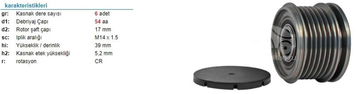 Alt.kasnağı 6kan Focus Fiesta Volvo Ducato | Ith Ksn18110