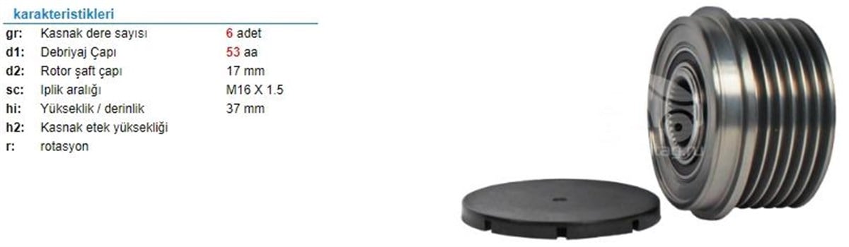 Alt.kasnağı 6kan Ford Mondeo 3 | Ith Ksn07410