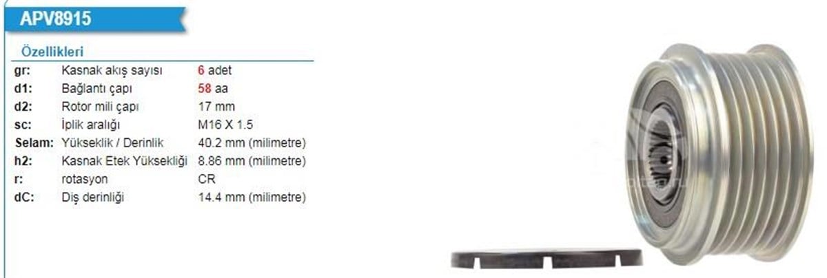 Alt.kasnağı 6kan Hyundai Elantra Benzinli 2016 Tucson 1,6 Benzinli | Ina 535029610