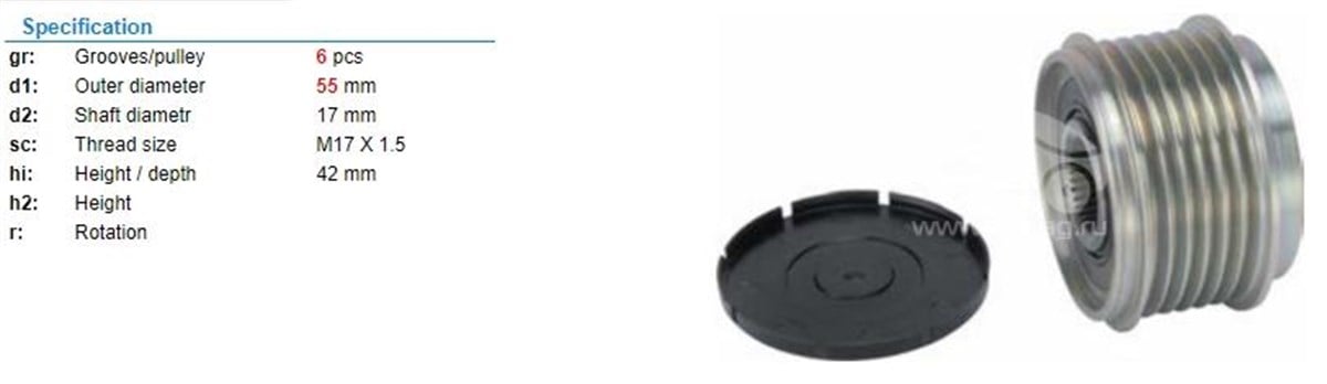 Alt.kasnağı 6kan Renault Clio Iv 12> Captur I 13> Clıo V 19> Fluence 09>12 Kangoo Iı 08> Megane Iı-ıı Mıtsubıshı Nissan F550883 | Ina 535015410