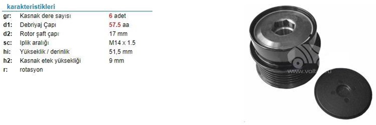 Alt.kasnağı 6kan Landrover Jaguar 6pk Jaguar S-type/land Rover Dıscovery/range Rover Sport)(535019710) | Ith Ksn19710