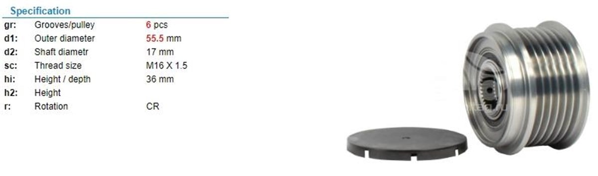 Alt.kasnağı 6kan Mercedes C180 Vito Chevrolet Captiva F225643 Chevrolet Aveo 1.3 D 2011-> Epıca Captıva Lacettı 2.0 D 2007 | Ina 535007710