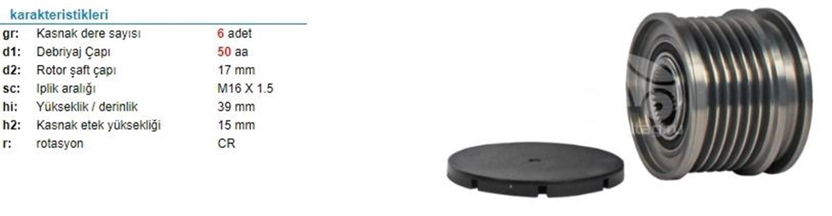 Alt.kasnağı 6kan Merc.sprinter C-serisi 228824 | Ith Ksn01510