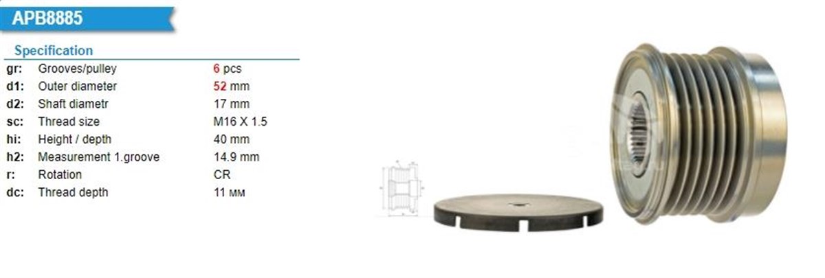 Alt.kasnağı 6kan Mercedes Bens C E Glc Mercedes C Serı 2008-2018 E Serı 2013-> 6 Kanal 535029310 C/e/glk/vito | Martek Ksn29310