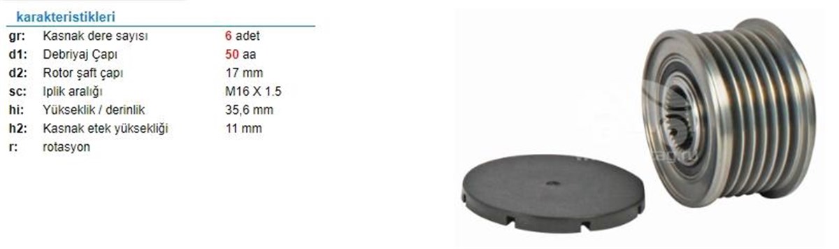 Alt.kasnağı 6kan Mercedes C-e Seri-559585-229363 | Ith Ksn01610