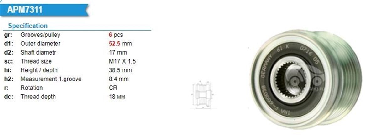 Alt.kasnağı 6kan Nissan Altima | Ina 535027310