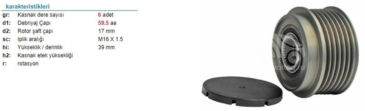 Alt.kasnağı 6kan Opel Astra Combo 232353 | Ith Ksn06510