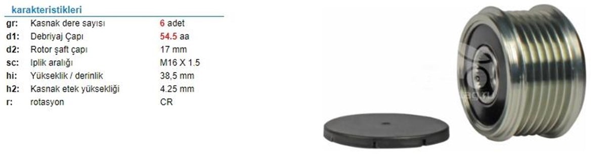 Alt.kasnağı 6kan Peugeot Partner Ducato Boxer Ford Transit Connect Courier Kuga Focus C Max Fiesta 236591 | Ith Ksn06210