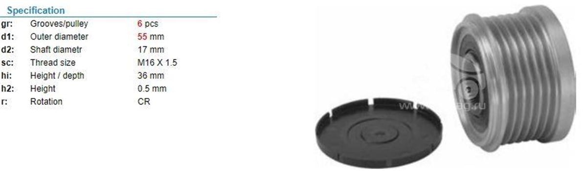 Alt.kasnağı 6kan Renault Clio3 1.5 Megan3 Fıat Ducato-peugeot Boxer-cıtroen Jumper 3.0 Dmtj-hdı (06-)) | Ith Ksn91325