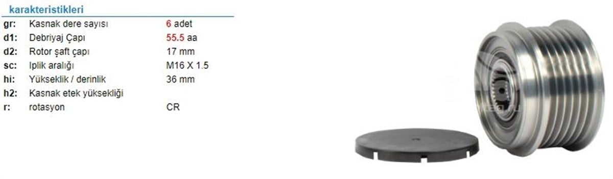 Alt.kasnağı 6kan Mercedes C180 Vito Vito Chevrolet Captiva Chevrolet Captıva Epıca Lacettı-daewoo Nubıra 2.0d (06-)-opel Antara | Ith Ksn07710