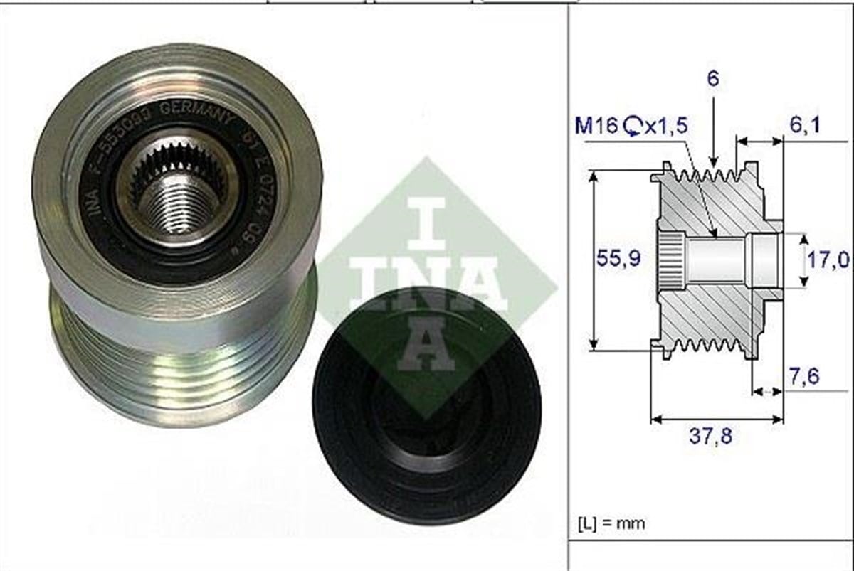 Alt.kasnağı 6kan Volvo 553099 İna 230401 Volvo Ters Dönüş 6pk | Ina 535007210