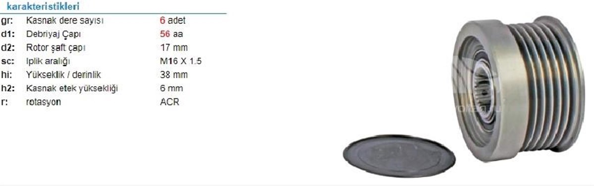 Alt.kasnağı 6kan Volvo Ters Donus 6pk 535007210 | Ith Ksn01910