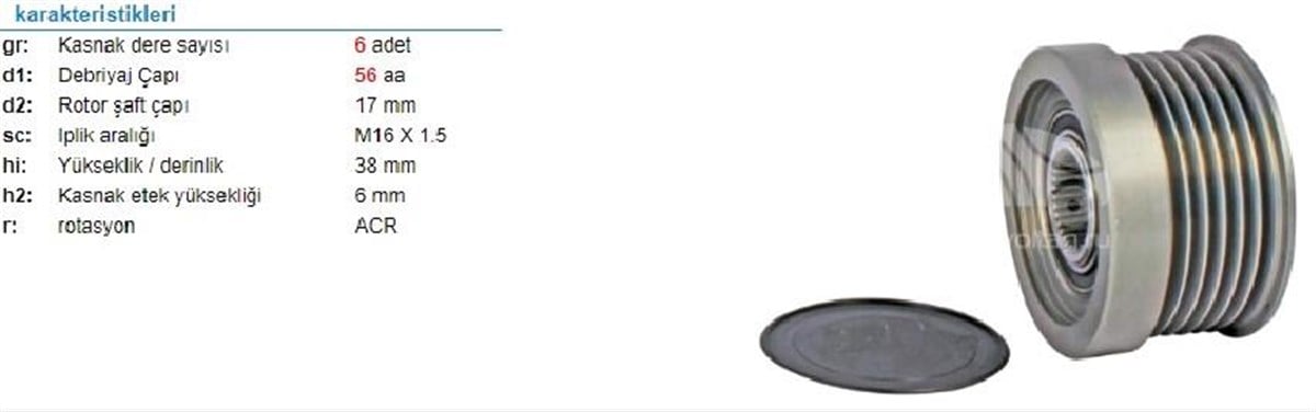 Alt.kasnağı 6kan Volvo Ters Donus 6pk 535007210 | Ith Ksn01910