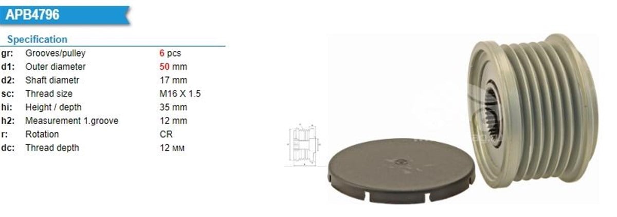 Alt.kasnağı 6pk Mercedes Peugeot 307 Renault Scenic | Ina 535008610