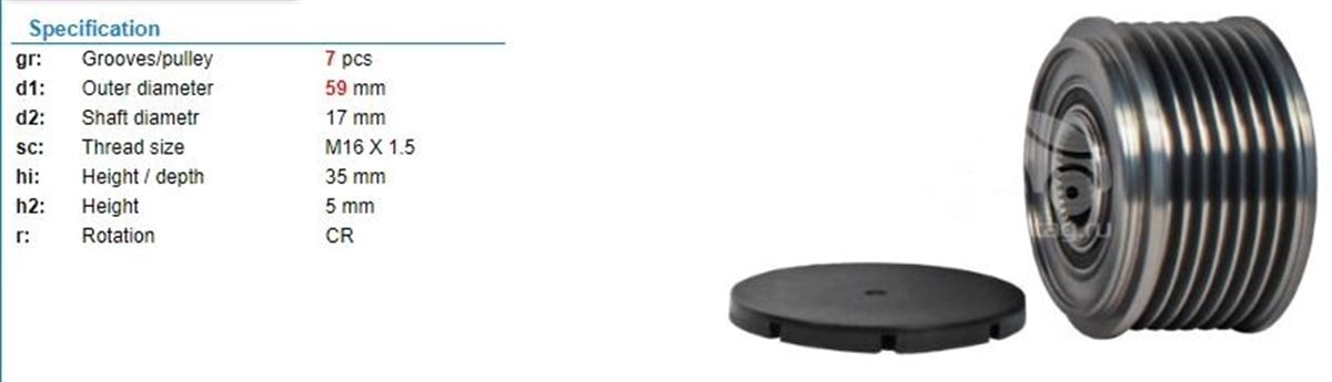 Alt.kasnağı 7kan Ford Transit V184 237045- | Ith Ksn08710