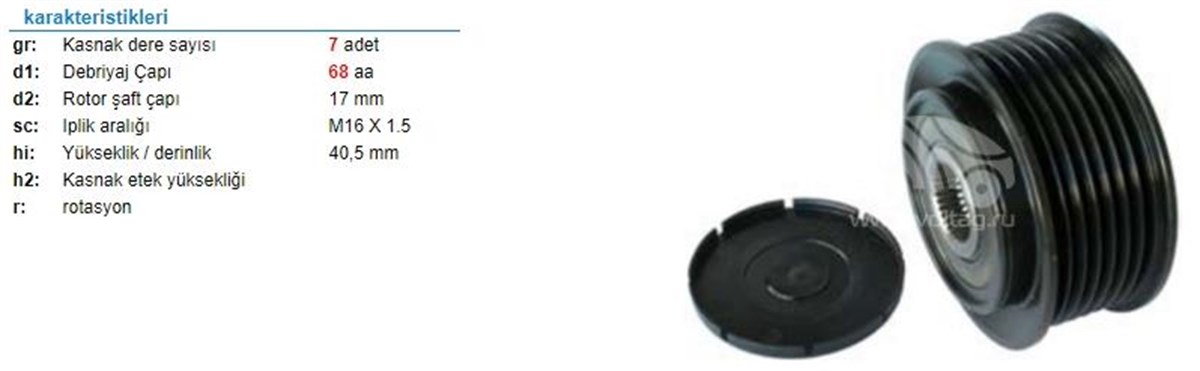 Alt.kasnağı 7kan H100 Starex Sorento | Ith Ksn07910