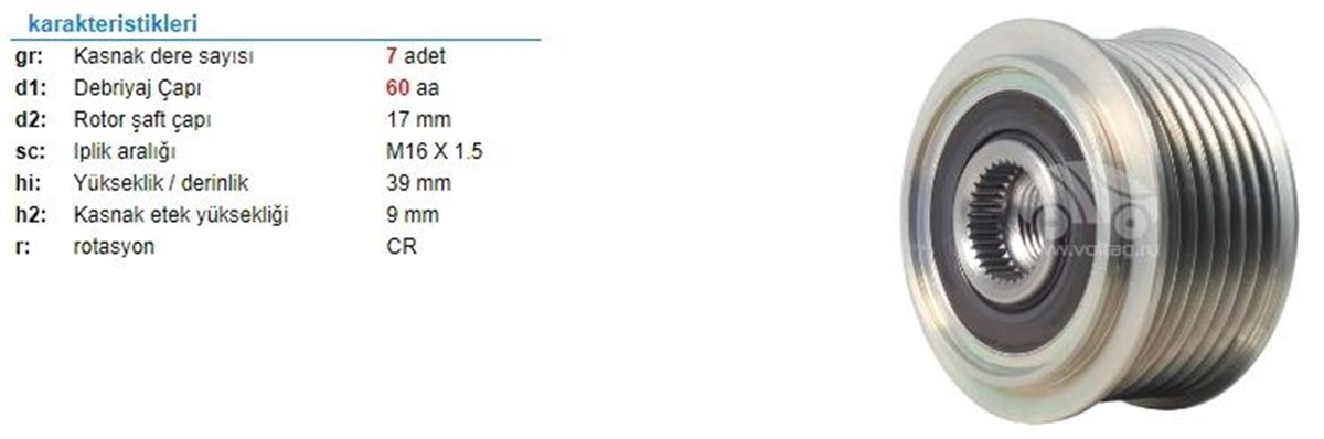 Alt.kasnağı 7kan Hyundai H200 H1 Kia Bongo 576631-924510 | Ith Ksn24510