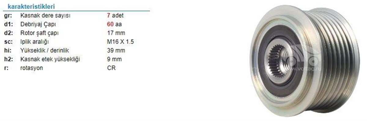 Alt.kasnağı 7kan Hyundai H200 H1 Kia Bongo 576631-924510 | Wutse Ksn94313