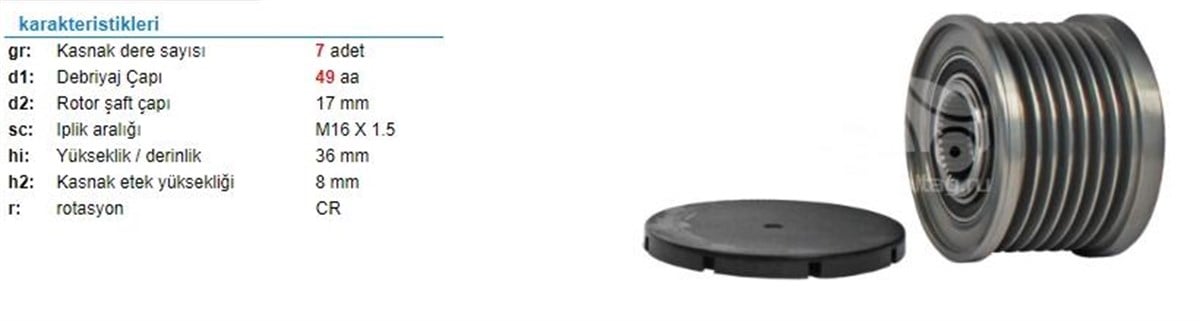 Alt.kasnağı 7kan Mazda Nissan Renault Opel İna-238512 | Ith Ksn08110