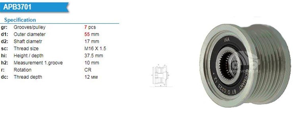 Alt.kasnağı 7kan Mıtsubıshı Canter Ducato 3.0 D Iveco Daıly 4 Fıat Ducato Euro 6) ( F-560671) | Ith Ksn23510