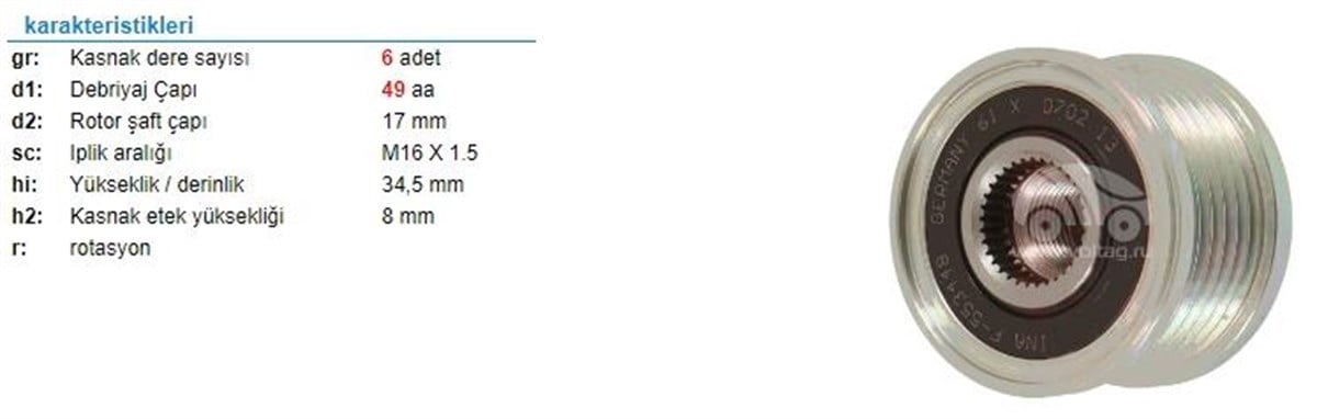 Alt.kasnağı 6kan Nissan Opel Renault Master 553448 | Ith Ksn13910