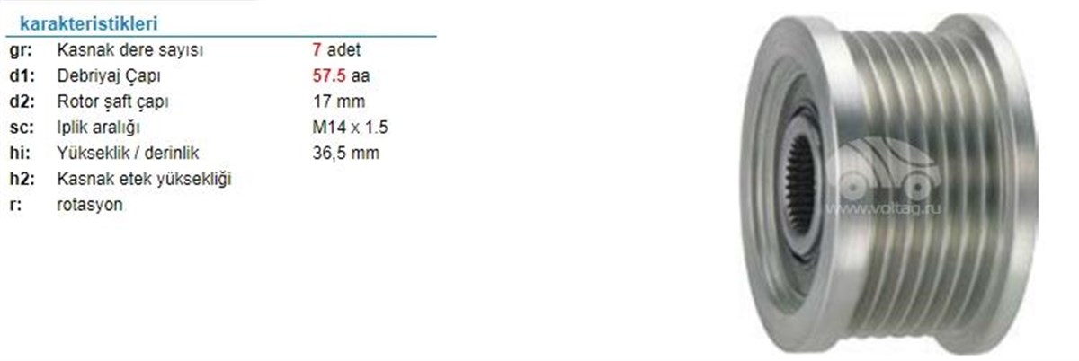 Alt.kasnağı 7kan Toyota Avris Coroll-585322-923210 535023210 | Ith Ksn23210