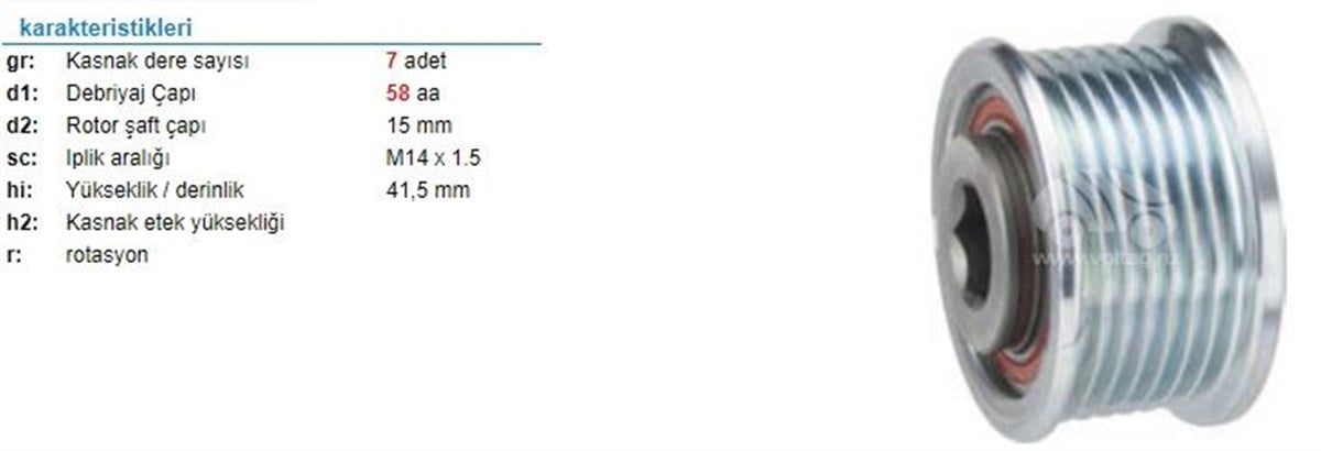 Alt.kasnağı 7kan Toyota Hılux Landtoyota Hılux Hıace 2.5d Land Cruser 3.0  567525 | Ina 535017310