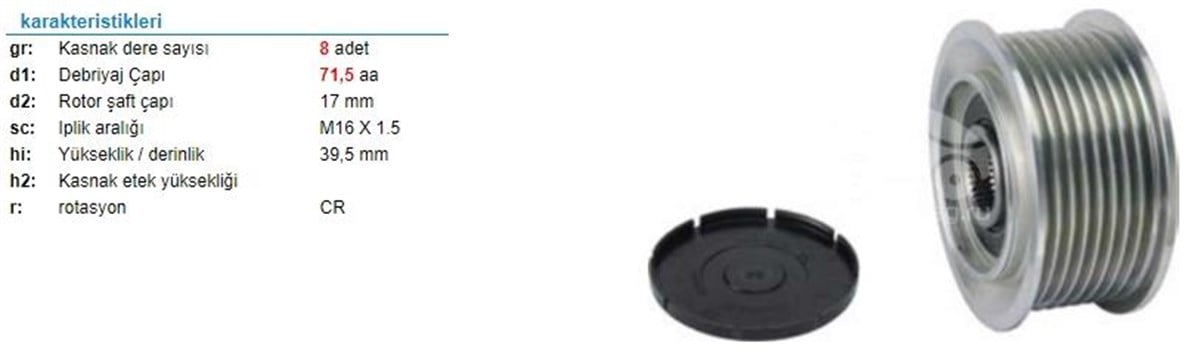 Alt.kasnağı 8kan Mercedes Actros Axor Atego 230283 | Ith Ksn05510