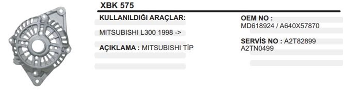 Alt.ön Kapak L300-starex 98- Klimalı Xbk575 | Ith Xbk575