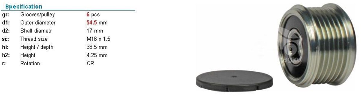 Alt.kasnağı 6kan Cıtroen Berlingo C3 C4 Volvo | Martek Ksn94261n