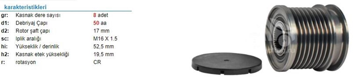 Alt.kasnağı 8kanal Mercedes Sprinter 906 06-13 X164 06-12 W204 07-14 W463 06-w211 05-08 W164 05-09 W251 0-12 | Wutse Ksn94267