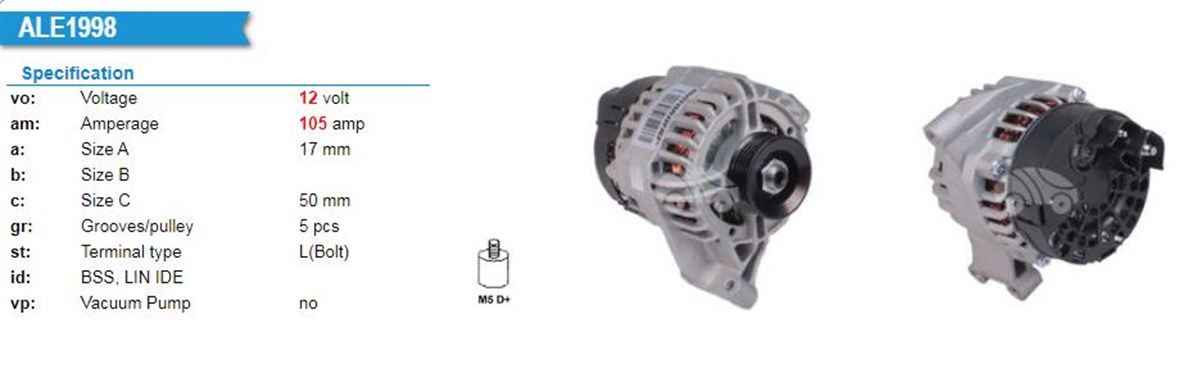 Alternatör 12v 105ah Fiat Punto Linea Bravo Stilo İdea Marelli Tip | Wutse Alt24019