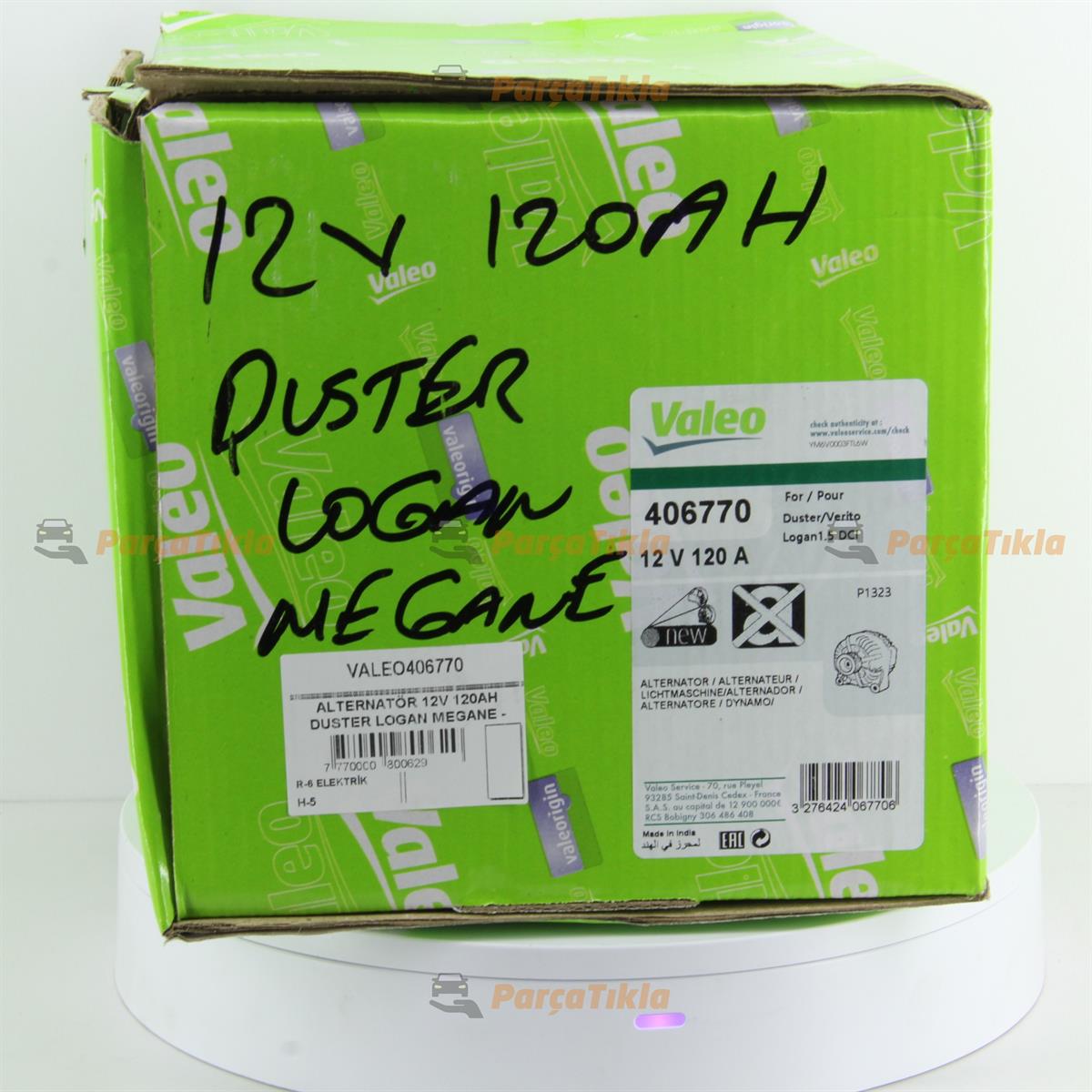 Alternatör 12v 120ah Duster Logan Megane 2 -2fişli Clio Dacıa Logan Mcv Tg12c214 Sg12b038 Valeo406770 406770 439584 Valeo542653 | Valeo 406770