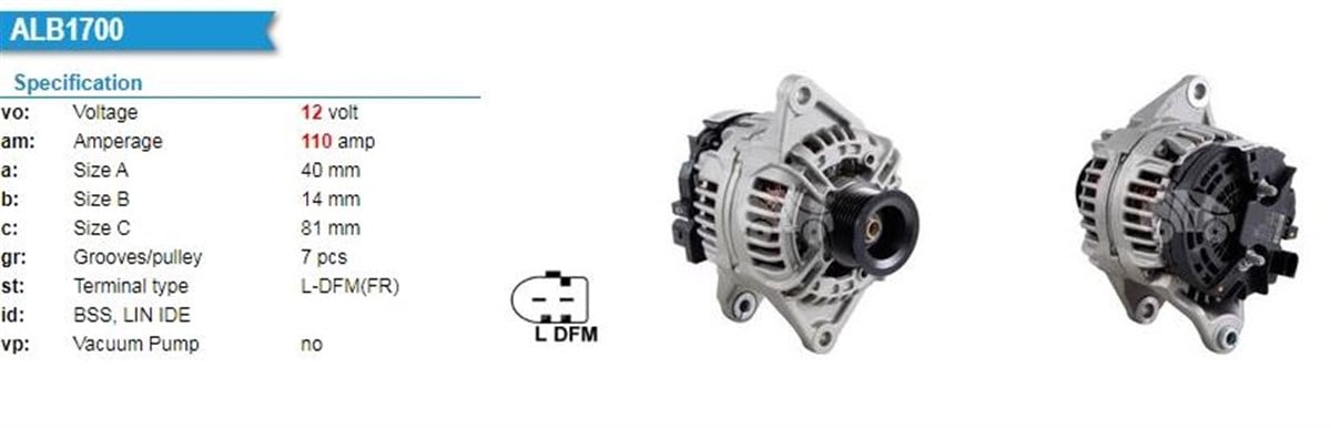 Alternatör 12v 110ah Fiat Ducato Iveco Daily | Bosch 1986a00786