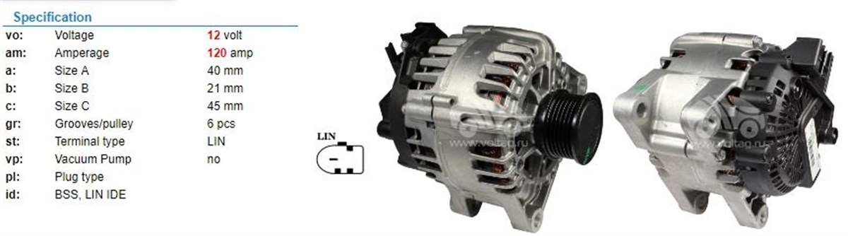 Alternatör 12v 120ah Ford Mondeo Tourneo Volvo | Bypart Uwa3892