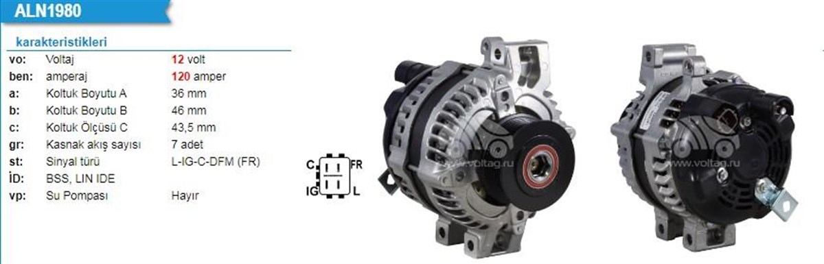 Alternatör 12v 120ah Honda Accord Crv 7kanal | Wutse Alt23971