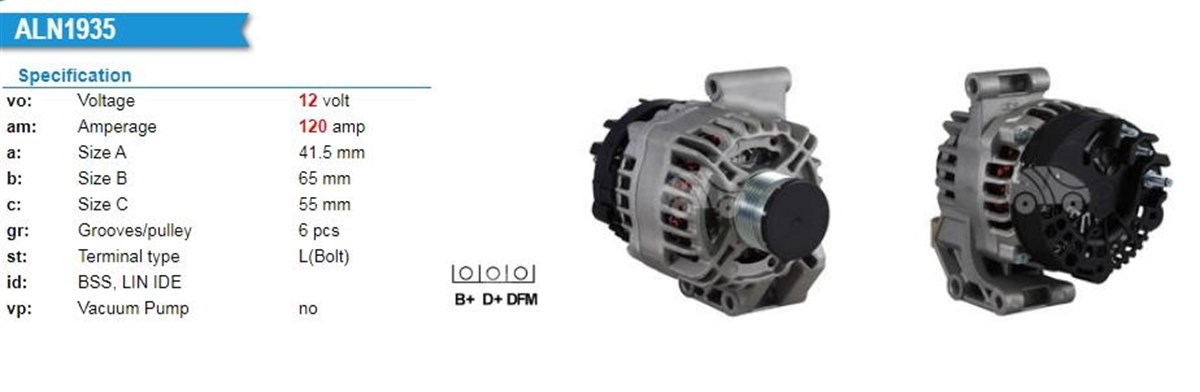 Alternatör 12v 120ah Opel Fiat Mini Cooper Fıat Fiorino Denso Tip | Wutse Alt24068