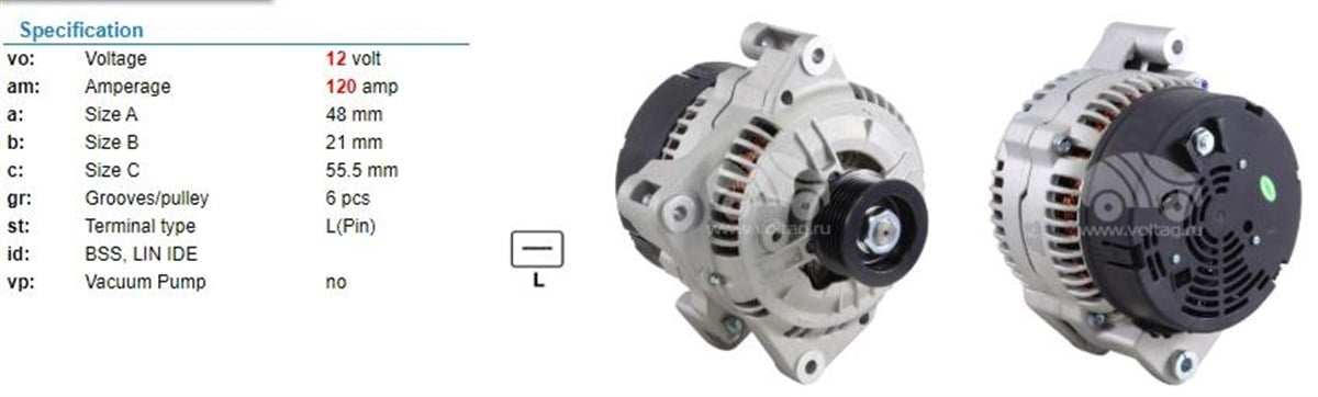 Alternatör 12v 120ah Volvo S70 S90 850 960 Renault Laguna I 2.0 16v | Unıp Alt2067