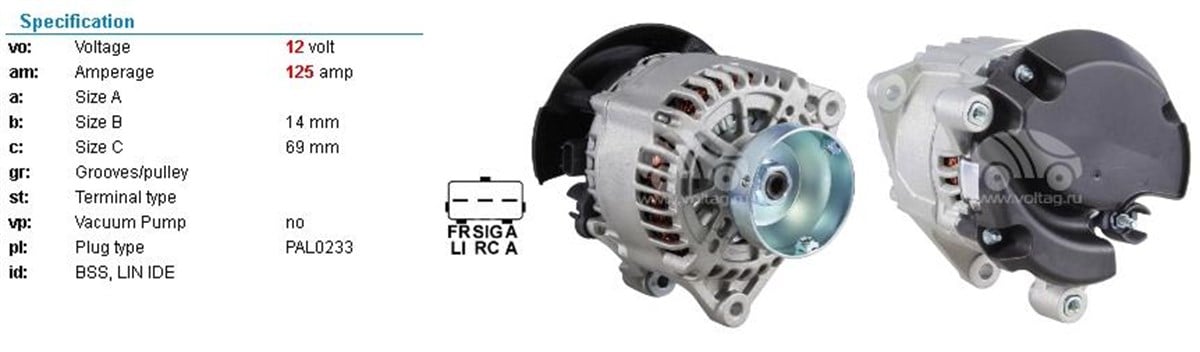 Alternatör 12v 125ah Saçlı Ford Connect Connet Focus | Wutse Alt23853